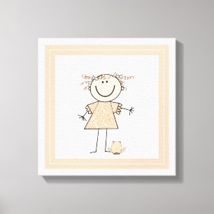 Cute Stick Figure Girl Canvas Print