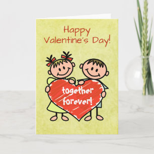 Cute Stick Figure Together Forever Valentine Card