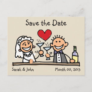Cute Stick Figures Save the Date Postcards