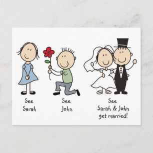 Cute Stick Figures Save the Date Postcards