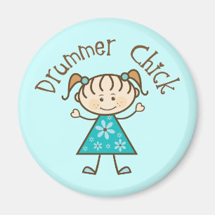 Cute Stick Girl Drummer Chick Magnet