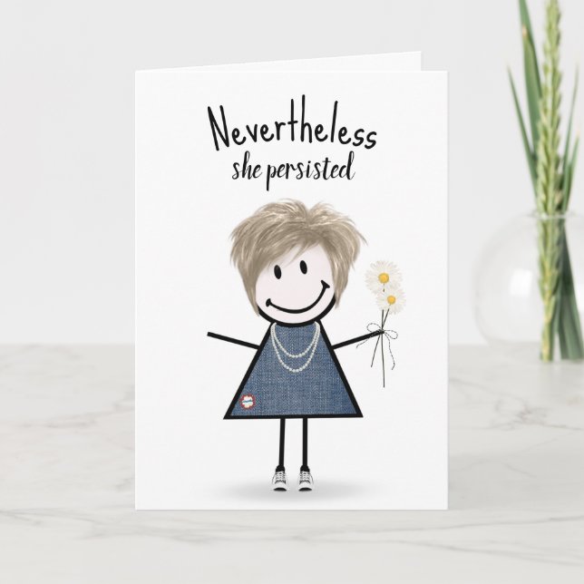 Cute Stick Girl in Denim Dress Inspiration Card (Front)