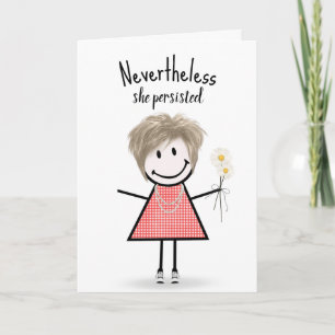 Cute Stick Girl in Gingham Dress Inspiration   Card