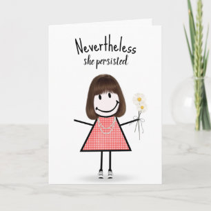 Cute Stick Girl in Gingham Dress Inspiration  Card