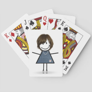 Cute Stick Girl with Sneakers Playing Cards