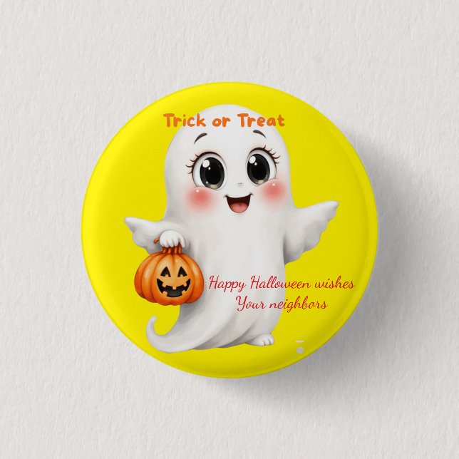 Cute sticker happy Halloween with adjustable text  1 Inch Round Button (Front)