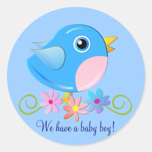 Cute sticker with Baby boy bird and text