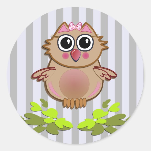 Cute sticker with Baby Owl's first flight (Front)