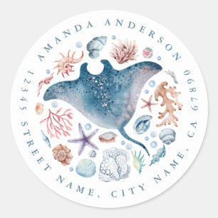 Cute Stingray Round Stickers