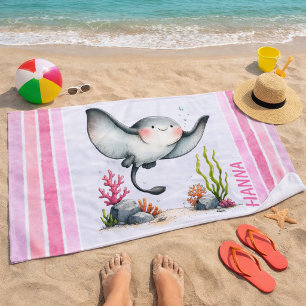 Cute Stingray Underwater Kids’ Beach Design Towel