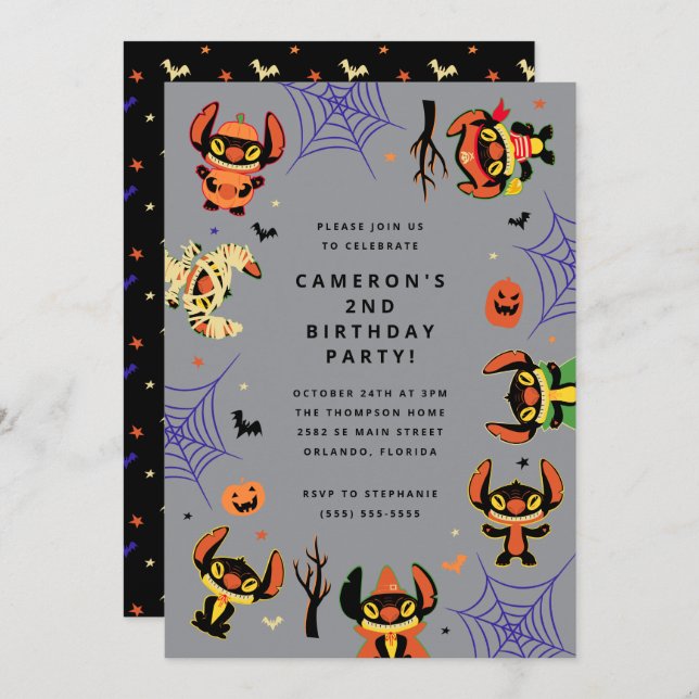 Cute Stitch Halloween Birthday Party  Invitation (Front/Back)