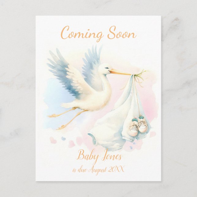 Cute Stork à venir faire-part Invitation (Devant)