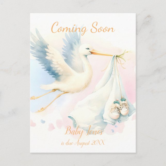 Cute Stork à venir faire-part Invitation (Devant)