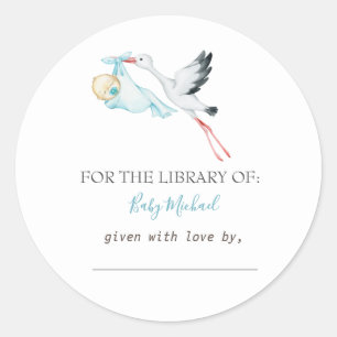 Cute Stork Baby Announcement Postcard Classic Round Sticker