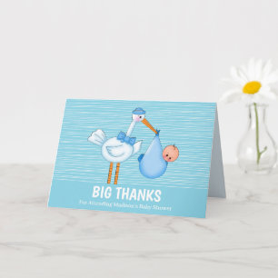 Cute Stork Big Thanks Blue Thank You Card