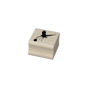    Cute Stork Bird Baby Shower Personal Stationery Rubber Stamp