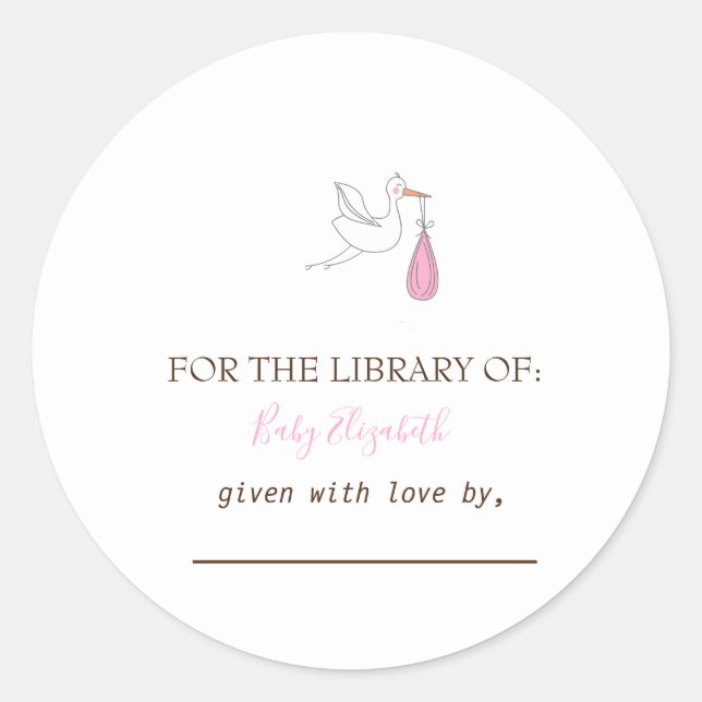 Cute Stork Girl Classic Round Sticker (Front)