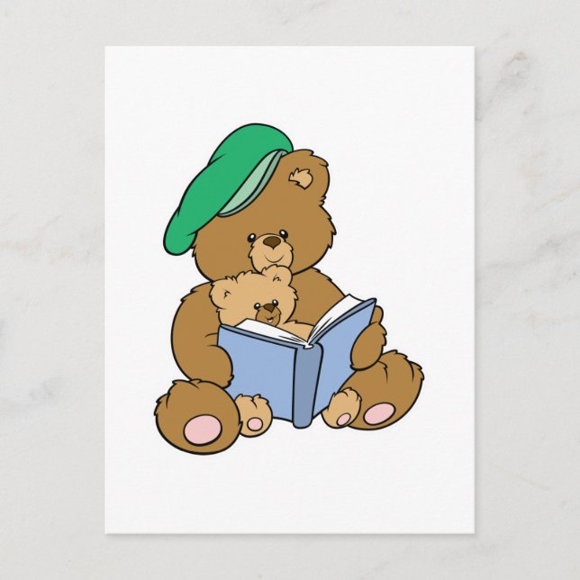 Cute Story Time Teddy Bear Design Postcard (Front)