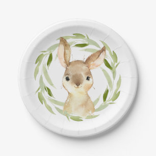 Cute Storybook Brown Bunny Rabbit Paper Plate
