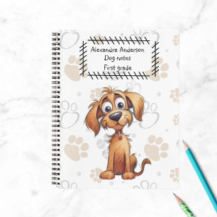 Cute Storybook Brown Puppy on Paws Print  Notebook