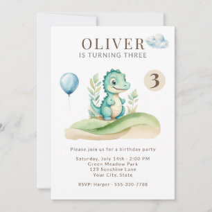 Cute Storybook Dinosaur Birthday Party Invitation