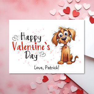 Cute Storybook Puppy Happy Valentines Holiday Card