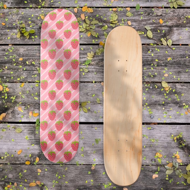 Cute strawberries and stripes pattern skateboard (Creator Uploaded)