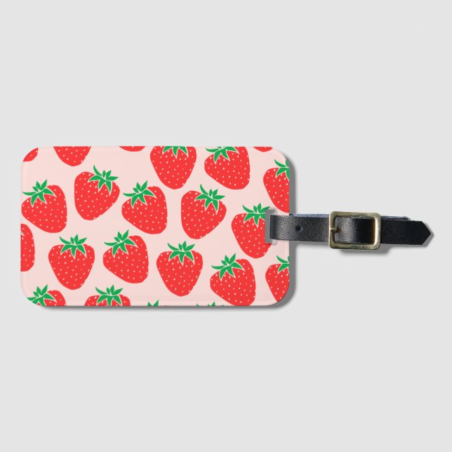 Cute Strawberries Luggage Tag (Front Horizontal)