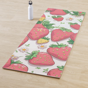Cute strawberries Pink pattern birthday party Yoga Mat