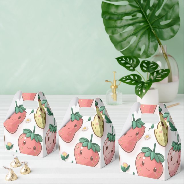 Cute strawberries rainbow birthday party favor box (Multiple)