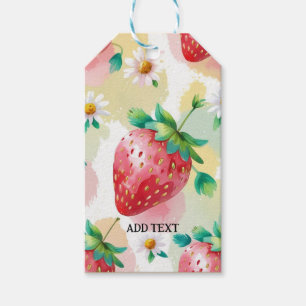 Cute strawberries rainbow birthday party gift tags