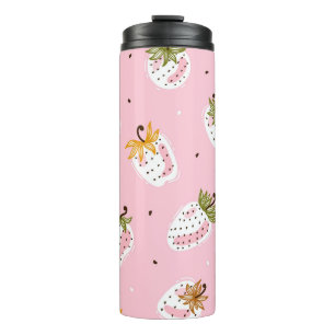 Cute Strawberries Vintage Fruit Wallpaper Thermal Tumbler