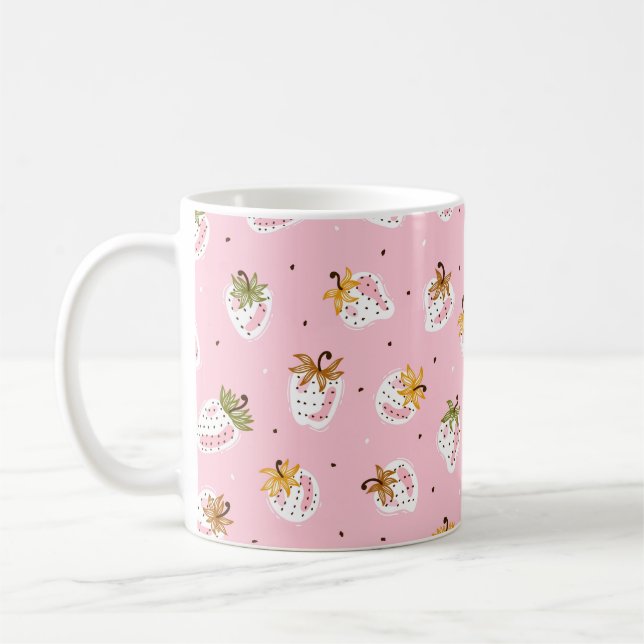 Cute Strawberries vintage Seamless pattern. Fruit  Coffee Mug (Left)