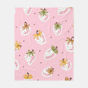 Cute Strawberries vintage Seamless pattern. Fruit  Fleece Blanket