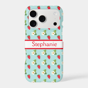 Cute Strawberries & White Flowers Monogrammed