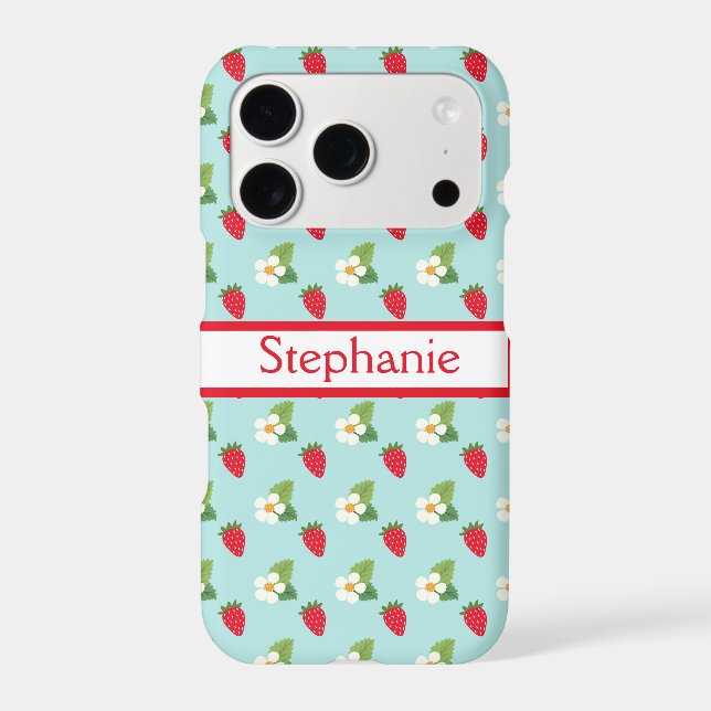Cute Strawberries & White Flowers Monogrammed (Back)