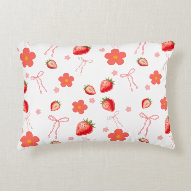 Cute Strawberry Accent Pillow (Front)