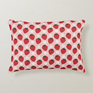 Cute Strawberry and Daisy Accent Pillow