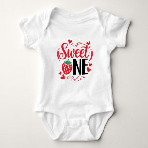 Cute strawberry baby girl's first Birthday  Bodysuit