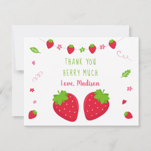 Cute Strawberry Birthday Thank You Card