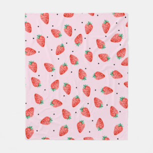 Cute Strawberry Blanket With Black Dots, pink 