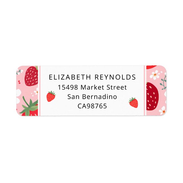 Cute Strawberry & Blossom Return Address Labels (Front)