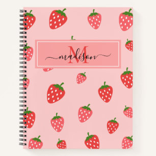 Cute Strawberry Blush Pink Monogram  Notebook