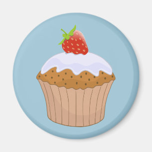 Cute Strawberry Bun Blue Magnet