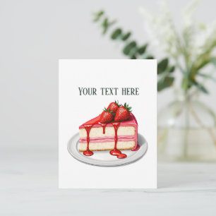 Cute strawberry cake bakery customizable postcard
