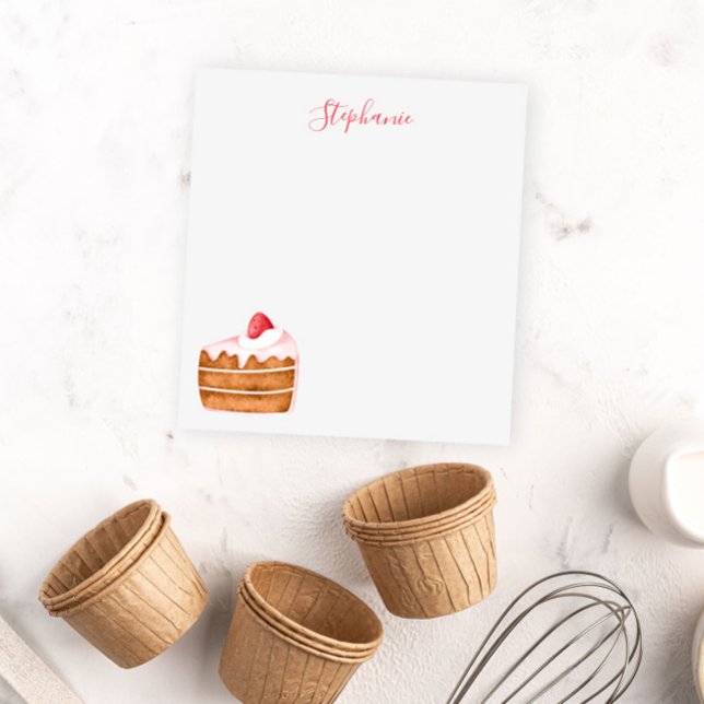 Cute Strawberry Cake Personalized Notepad (Creator Uploaded)