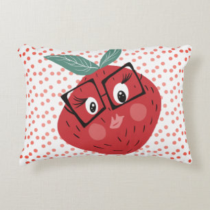 Cute Strawberry Cartoon Hand Drawn Doodle    Accent Pillow