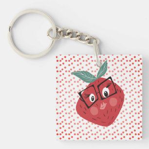 Cute Strawberry Cartoon Hand Drawn Doodle Keychain