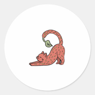 Cute strawberry cat 🐈🍓 classic round sticker