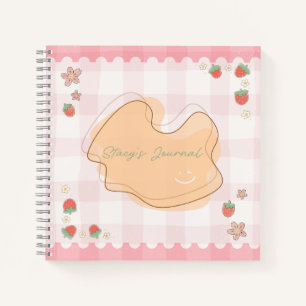 Cute Strawberry Checkered Personalized Journal